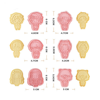 6 bucăți Anime Jujutsu Kaisen Set de tăietor de prăjituri Unelte 3D de presare pentru biscuiți pentru biscuiți Unelte pentru copt Bucătărie Crăciun Cadou de Halloween