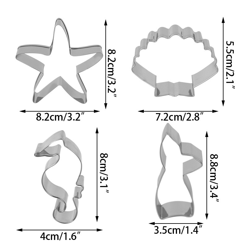 Cutter din oțel inoxidabil pentru biscuiți, coajă, stea de mare, hipocampus, ștampile pentru prăjituri, vase de copt, matriță pentru biscuiți, instrument de copt pentru petrecere
