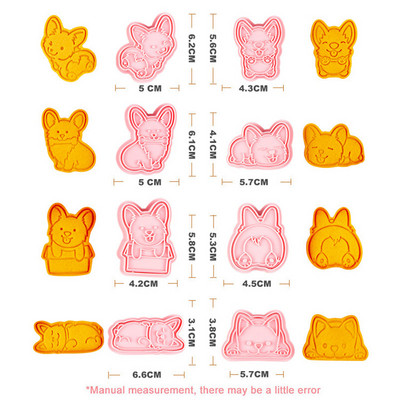 8 τμχ Κόφτες για μπισκότα αγροτικών ζώων Σφραγίδα τρισδιάστατων κινουμένων σχεδίων άλογο γουρούνι πρόβατο αγελάδας Φοντάν μπισκότων Καλούπια ψησίματος Εργαλείο ζαχαροπλαστικής κουζίνας