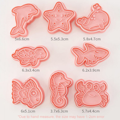 8 τμχ Κόφτες για μπισκότα αγροτικών ζώων Σφραγίδα τρισδιάστατων κινουμένων σχεδίων άλογο γουρούνι πρόβατο αγελάδας Φοντάν μπισκότων Καλούπια ψησίματος Εργαλείο ζαχαροπλαστικής κουζίνας