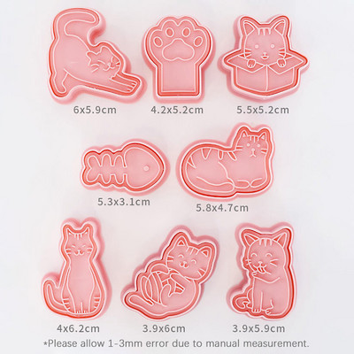 8 τμχ Κόφτες για μπισκότα αγροτικών ζώων Σφραγίδα τρισδιάστατων κινουμένων σχεδίων άλογο γουρούνι πρόβατο αγελάδας Φοντάν μπισκότων Καλούπια ψησίματος Εργαλείο ζαχαροπλαστικής κουζίνας