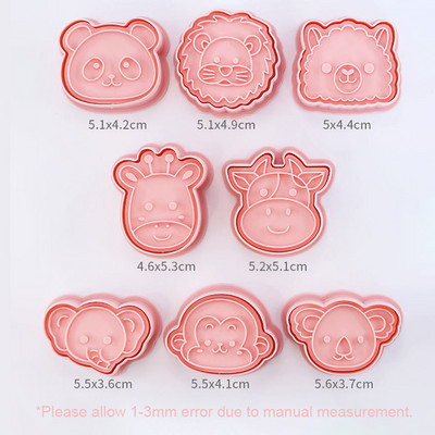 8 τμχ Κόφτες για μπισκότα αγροτικών ζώων Σφραγίδα τρισδιάστατων κινουμένων σχεδίων άλογο γουρούνι πρόβατο αγελάδας Φοντάν μπισκότων Καλούπια ψησίματος Εργαλείο ζαχαροπλαστικής κουζίνας