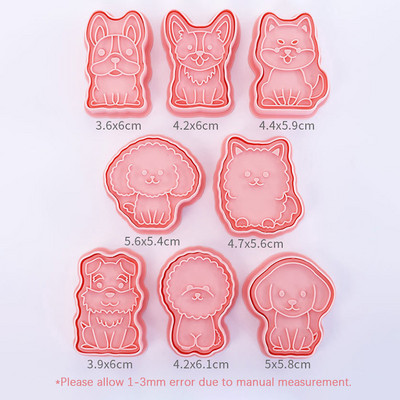 8 τμχ Κόφτες για μπισκότα αγροτικών ζώων Σφραγίδα τρισδιάστατων κινουμένων σχεδίων άλογο γουρούνι πρόβατο αγελάδας Φοντάν μπισκότων Καλούπια ψησίματος Εργαλείο ζαχαροπλαστικής κουζίνας