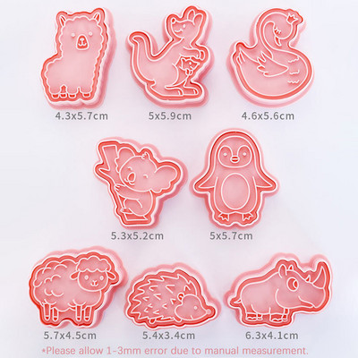 8 τμχ Κόφτες για μπισκότα αγροτικών ζώων Σφραγίδα τρισδιάστατων κινουμένων σχεδίων άλογο γουρούνι πρόβατο αγελάδας Φοντάν μπισκότων Καλούπια ψησίματος Εργαλείο ζαχαροπλαστικής κουζίνας