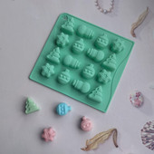 16 süvend šokolaadi želee vorm Lumememm jõulupuu sukad kellukesi šokolaadi Peokoogi kaunistamise tööriistad DIY silikoonvorm G