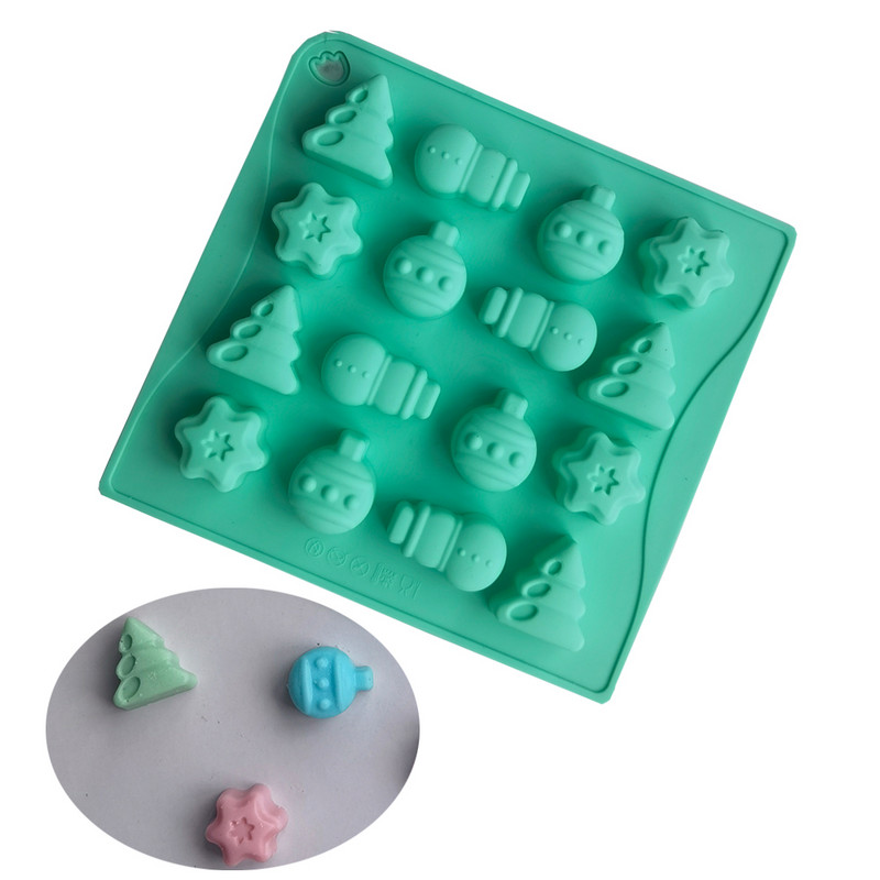 16 süvend šokolaadi želee vorm Lumememm jõulupuu sukad kellukesi šokolaadi Peokoogi kaunistamise tööriistad DIY silikoonvorm G