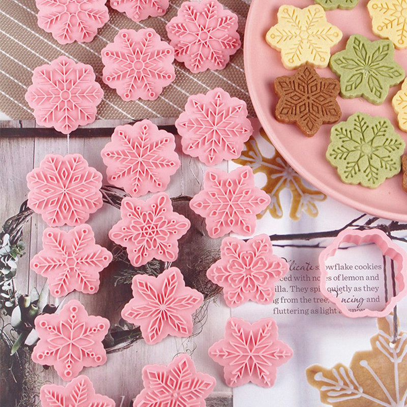 Alimente Fondant Moș Crăciun Decorare patiserie Plunger Formă pentru copt 3D Fulg de nea Mucegai pentru biscuiți de Crăciun Cutter pentru prăjituri