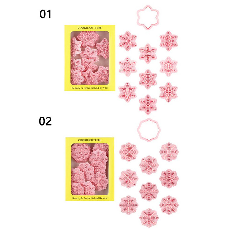Alimente Fondant Moș Crăciun Decorare patiserie Plunger Formă pentru copt 3D Fulg de nea Mucegai pentru biscuiți de Crăciun Cutter pentru prăjituri