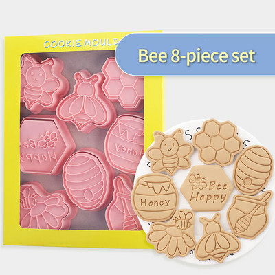 Set od 8 komada kalupa za pečenje, kalup za kolače sa crtanim životinjama, kalup za kolače, pas, medvjed, mačka, 3d stereo preša, pčela, kukac, biskvit, ukrasni kuhinjski alat