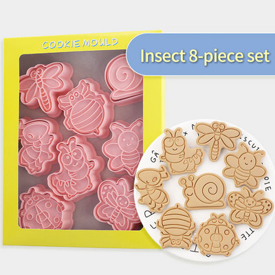 Set od 8 komada kalupa za pečenje, kalup za kolače sa crtanim životinjama, kalup za kolače, pas, medvjed, mačka, 3d stereo preša, pčela, kukac, biskvit, ukrasni kuhinjski alat