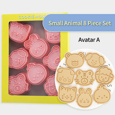 Set od 8 komada kalupa za pečenje, kalup za kolače sa crtanim životinjama, kalup za kolače, pas, medvjed, mačka, 3d stereo preša, pčela, kukac, biskvit, ukrasni kuhinjski alat