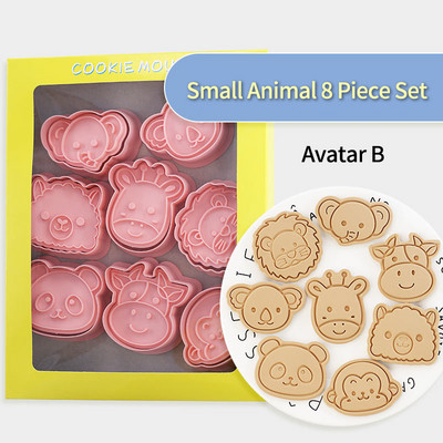 Set od 8 komada kalupa za pečenje, kalup za kolače sa crtanim životinjama, kalup za kolače, pas, medvjed, mačka, 3d stereo preša, pčela, kukac, biskvit, ukrasni kuhinjski alat