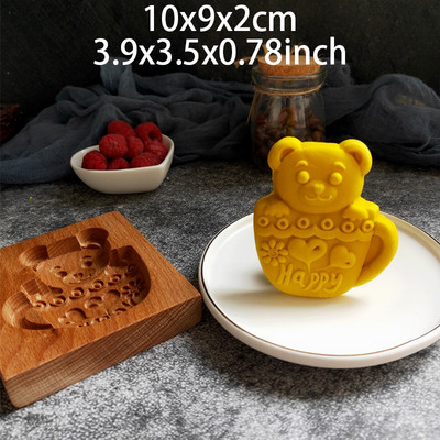 Puidust küpsisevormi lõikur DIY piparkoogiküpsisevormid press 3D kooki reljeef Küpsetusvormi roosi lillelõikur Pagari vidinad