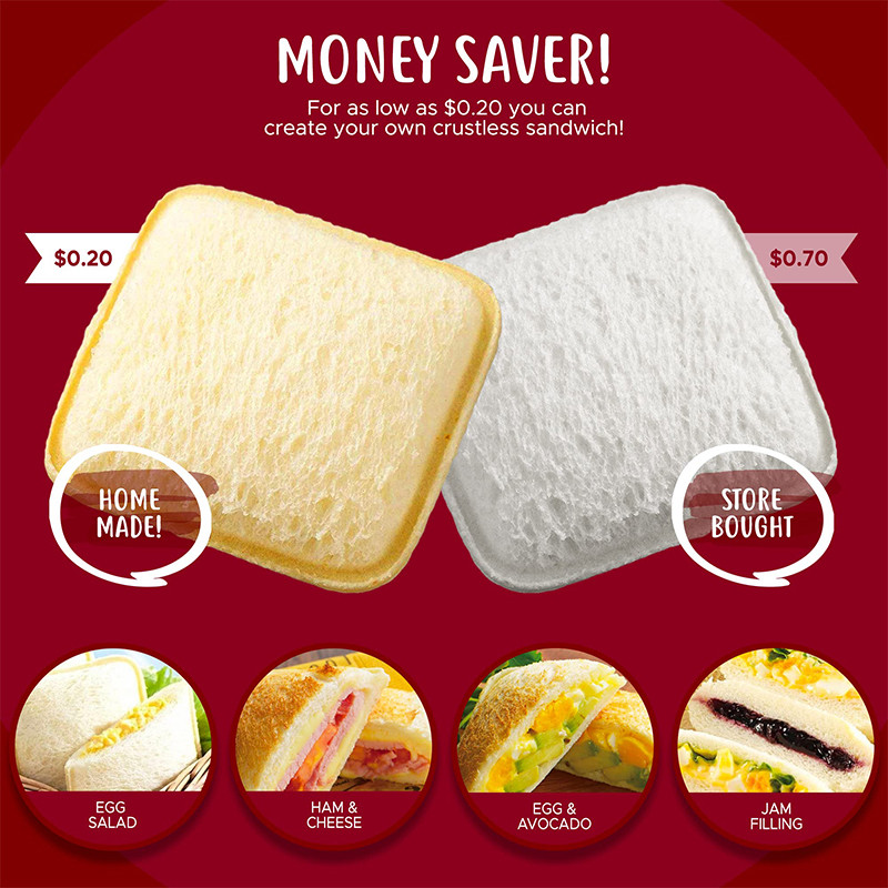 Dispozitiv de tăiat sandvișuri și etanșare pentru copii Prânz Mucegai prăjit/Matriță Decrust Diy Buzunar tăietor de pâine Accesoriu pentru prânz 0188