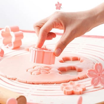 5 τμχ/σετ Sakura Flower Cookie Mould Stamp Biscuit Cutter Cherry Blossom DIY Fondant διακόσμηση κέικ με λουλούδια Εργαλεία ψησίματος κουζίνας
