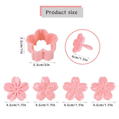 5tk/komplekt Sakura lilleküpsisevormi tempel küpsiselõikur Cherry Blossom DIY Fondant Cake Decor Lillevorm Köögi küpsetustööriistad