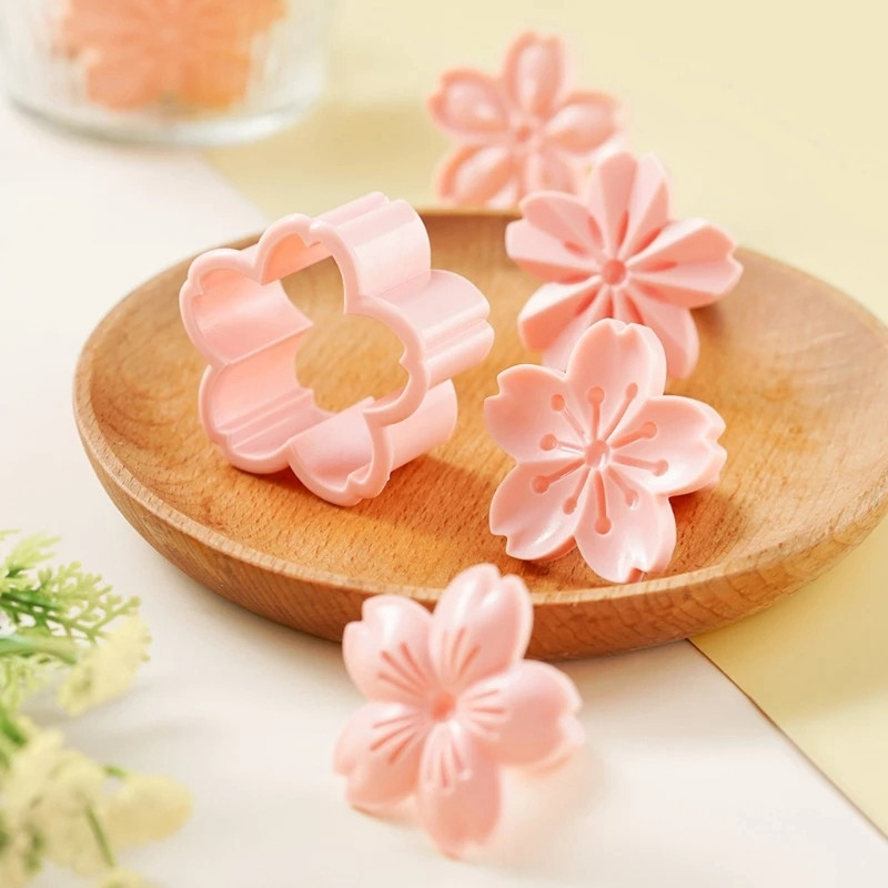 5 τμχ/σετ Sakura Flower Cookie Mould Stamp Biscuit Cutter Cherry Blossom DIY Fondant διακόσμηση κέικ με λουλούδια Εργαλεία ψησίματος κουζίνας