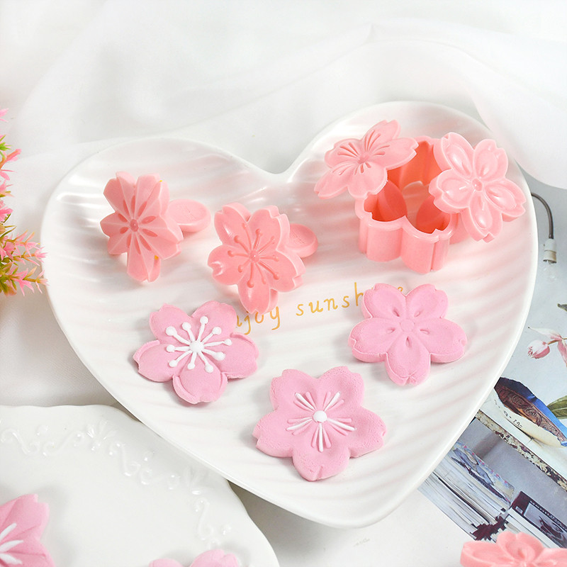 5 τμχ/σετ Sakura Flower Cookie Mould Stamp Biscuit Cutter Cherry Blossom DIY Fondant διακόσμηση κέικ με λουλούδια Εργαλεία ψησίματος κουζίνας