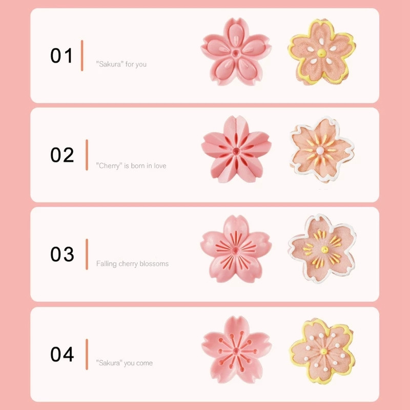 5 τμχ/σετ Sakura Flower Cookie Mould Stamp Biscuit Cutter Cherry Blossom DIY Fondant διακόσμηση κέικ με λουλούδια Εργαλεία ψησίματος κουζίνας