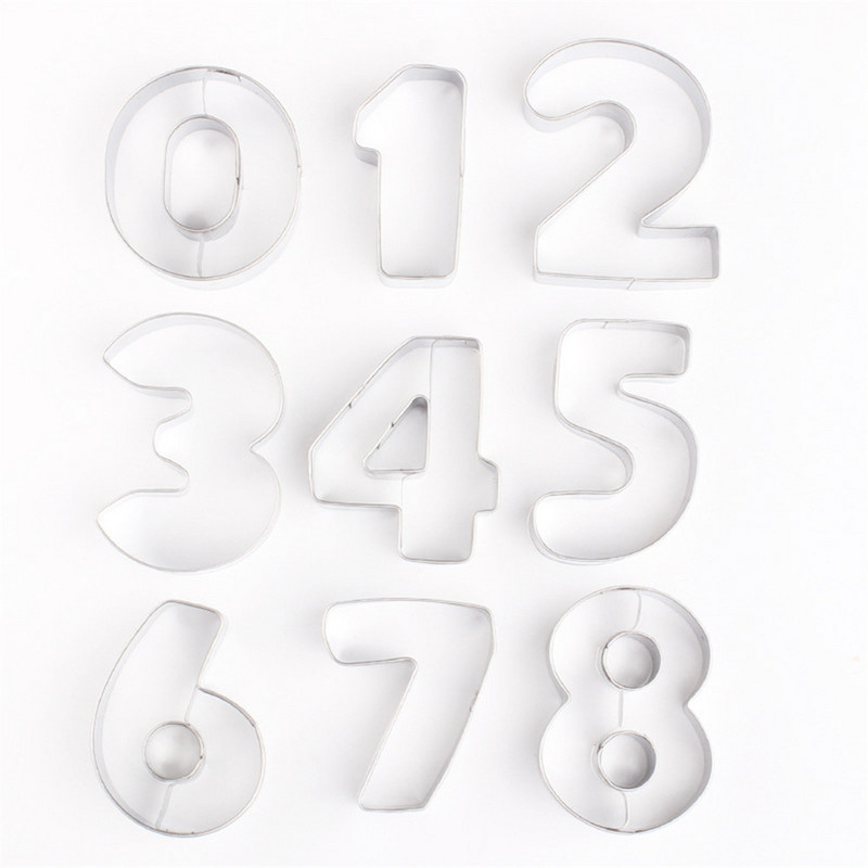 Küpsiselõikurid, vormid 9 tk / komplekt pusle numbrid 0-9 araabia numbrid armsad kommid küpsisevormid isetegemise küpsetustööriistad roostevabast terasest