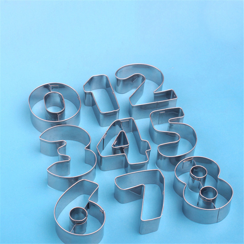 Küpsiselõikurid, vormid 9 tk / komplekt pusle numbrid 0-9 araabia numbrid armsad kommid küpsisevormid isetegemise küpsetustööriistad roostevabast terasest