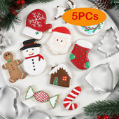 5 τμχ χριστουγεννιάτικες φόρμες για μπισκότα μελόψωμο Man Snowflake από ανοξείδωτο ατσάλι Κόφτες σάντουιτς για παιδιά Προμήθειες ψησίματος Diy