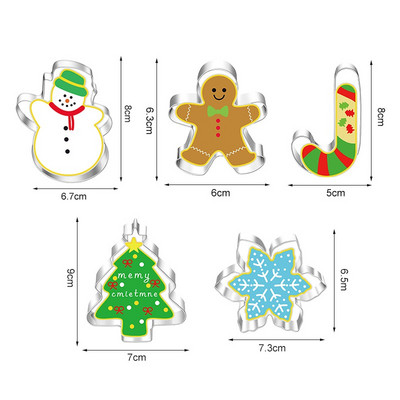 5 τμχ χριστουγεννιάτικες φόρμες για μπισκότα μελόψωμο Man Snowflake από ανοξείδωτο ατσάλι Κόφτες σάντουιτς για παιδιά Προμήθειες ψησίματος Diy