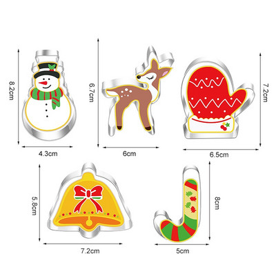 5 τμχ χριστουγεννιάτικες φόρμες για μπισκότα μελόψωμο Man Snowflake από ανοξείδωτο ατσάλι Κόφτες σάντουιτς για παιδιά Προμήθειες ψησίματος Diy