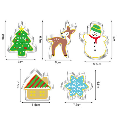 5 τμχ χριστουγεννιάτικες φόρμες για μπισκότα μελόψωμο Man Snowflake από ανοξείδωτο ατσάλι Κόφτες σάντουιτς για παιδιά Προμήθειες ψησίματος Diy