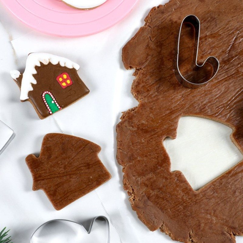 5 τμχ χριστουγεννιάτικες φόρμες για μπισκότα μελόψωμο Man Snowflake από ανοξείδωτο ατσάλι Κόφτες σάντουιτς για παιδιά Προμήθειες ψησίματος Diy