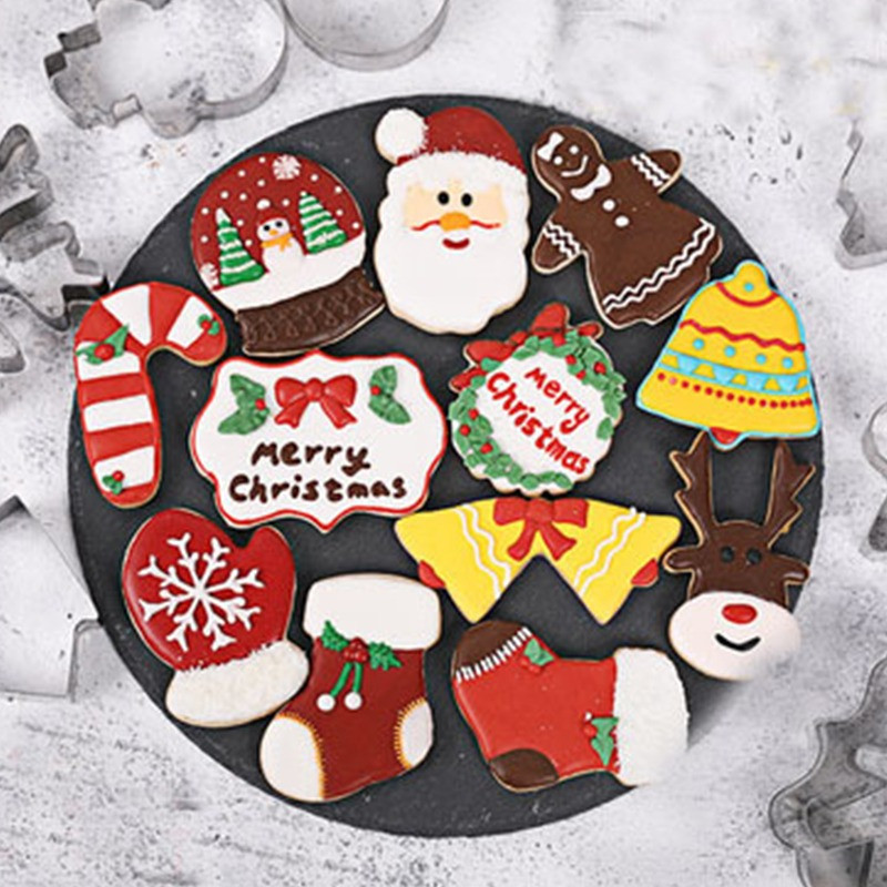 5 τμχ χριστουγεννιάτικες φόρμες για μπισκότα μελόψωμο Man Snowflake από ανοξείδωτο ατσάλι Κόφτες σάντουιτς για παιδιά Προμήθειες ψησίματος Diy