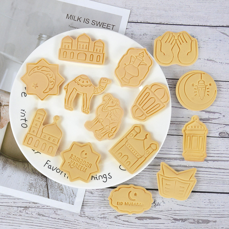 6/8 τμχ Φόρμα για μπισκότα Eid Mubarak Ραμαζάνι Kareem Διακόσμηση σετ μπισκότων κοπής Ισλαμικού Μουσουλμανικού Φεστιβάλ Προμήθειες για πάρτι Εργαλεία ψησίματος