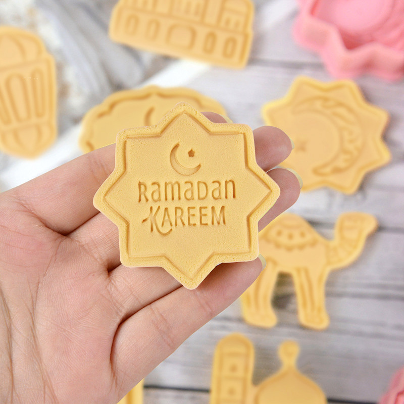 6/8 τμχ Φόρμα για μπισκότα Eid Mubarak Ραμαζάνι Kareem Διακόσμηση σετ μπισκότων κοπής Ισλαμικού Μουσουλμανικού Φεστιβάλ Προμήθειες για πάρτι Εργαλεία ψησίματος