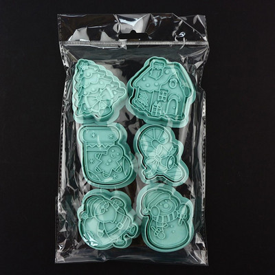 6 tk/komplekt jõuluküpsise reljeefvorm multifilm Jõuluvana lumehelbemustriga küpsiselõikur uusaastapidu Fondant koogi kaunistamiseks