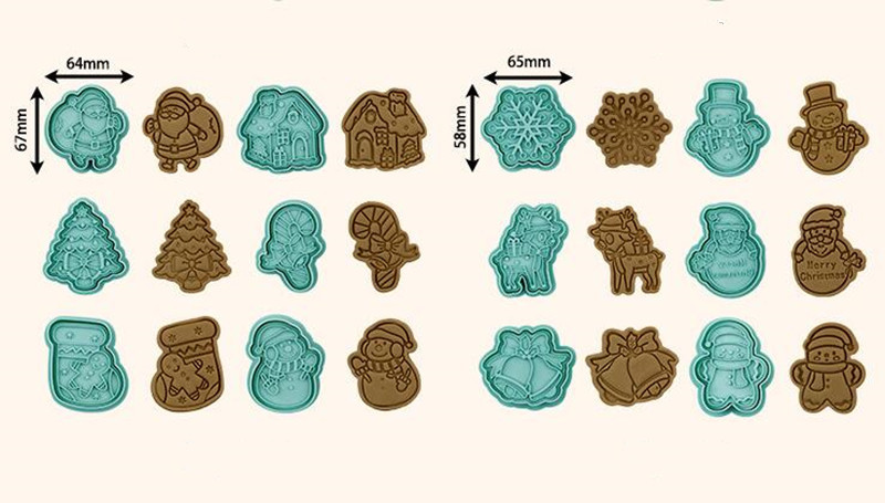 6 tk/komplekt jõuluküpsise reljeefvorm multifilm Jõuluvana lumehelbemustriga küpsiselõikur uusaastapidu Fondant koogi kaunistamiseks