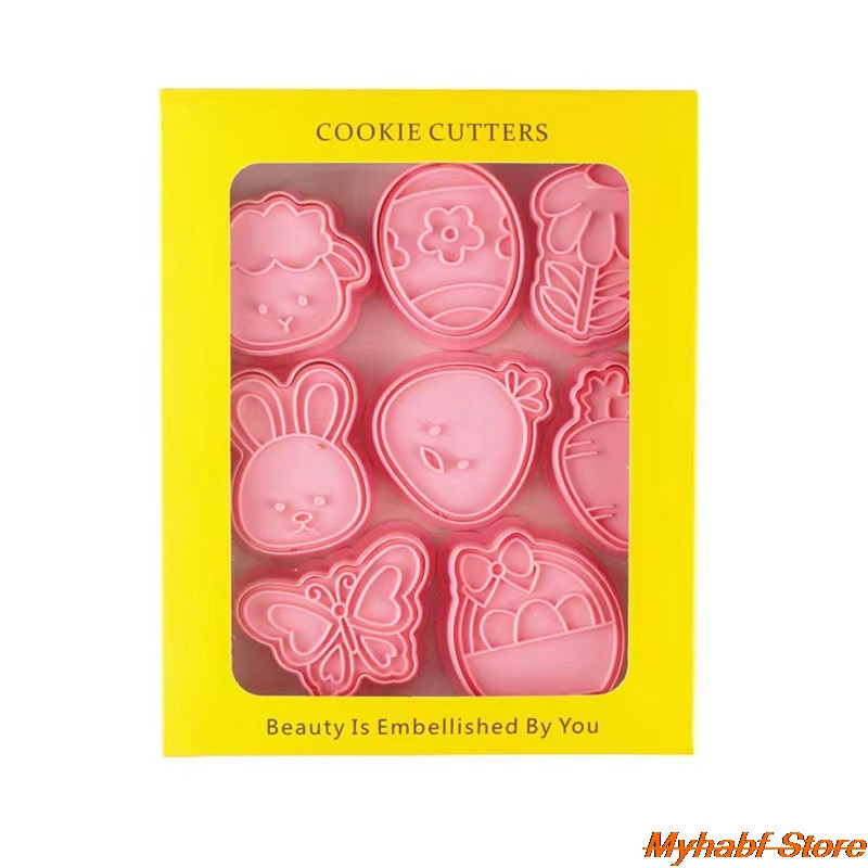 8 tk/komplekt Plastikust lihavõttejänese küpsiselõikur 3D multikas küülikumuna biskviitvormi tempel küpsetustööriistad ise lihavõttepeo kaunistus