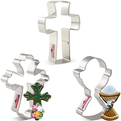 KENIAO Holy Cross Chalice Cookie Cutter - Religija Kršćansko krštenje Fancy Cross Biscuit Biscuit Fondant Rezač tijesta - Nehrđajući čelik