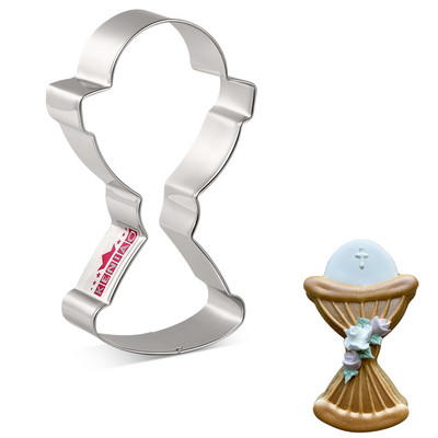 KENIAO Holy Cross Chalice küpsiselõikur – Religioon Christian Baptism Fancy Cross Biskviit Fondant Kondiitrilõikur – Roostevaba teras