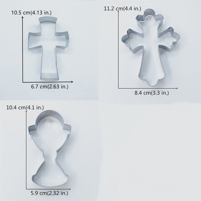 KENIAO Holy Cross Chalice küpsiselõikur – Religioon Christian Baptism Fancy Cross Biskviit Fondant Kondiitrilõikur – Roostevaba teras