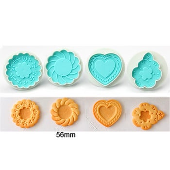 4 τμχ Κινούμενα σχέδια Animal Flower Cookie Cutter Set Plunger Mold bookie DIY Fondant Cake Animal Flower Stamp Mold ζαχαροπλαστικής Εργαλεία ψησίματος