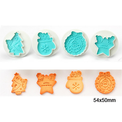 4 τμχ Κινούμενα σχέδια Animal Flower Cookie Cutter Set Plunger Mold bookie DIY Fondant Cake Animal Flower Stamp Mold ζαχαροπλαστικής Εργαλεία ψησίματος