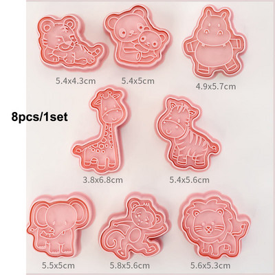 Jungle Safari állati süteményforma vágó 8 db/szett Rajzfilm desszert keksz sütéshez eszközök Babazuhany Születésnapi tematikus buli beszállítói