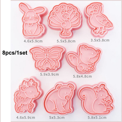 Jungle Safari állati süteményforma vágó 8 db/szett Rajzfilm desszert keksz sütéshez eszközök Babazuhany Születésnapi tematikus buli beszállítói