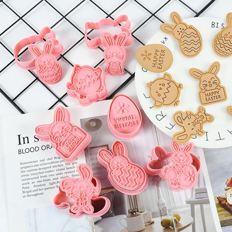 8 τμχ/Σετ Πασχαλινοί κόφτες για μπισκότα τρισδιάστατα φορμάκια για λαγουδάκι με αυγά κουνελιού Εργαλεία ψησίματος Εργαλεία ψησίματος για το Πάσχα DIY Διακόσμηση ψησίματος Εργαλεία μαγειρικής