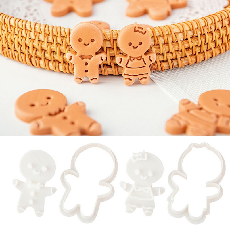 Taietor de biscuiti de ciocolata Coacerea Fondant Biscuiti Ștampila Gingerbread Man Mucegai pentru biscuiți Mold pentru biscuiți Crăciun fericit