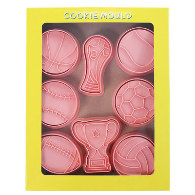 8 τμχ Σετ κόφτη μπισκότων με αθλητικό θέμα Τρόπαιο Φοντάν ποδοσφαίρου μπάσκετ ανάγλυφη φόρμα ψησίματος φόρμα ζαχαροπλαστικής Εργαλεία διακόσμησης για κέικ