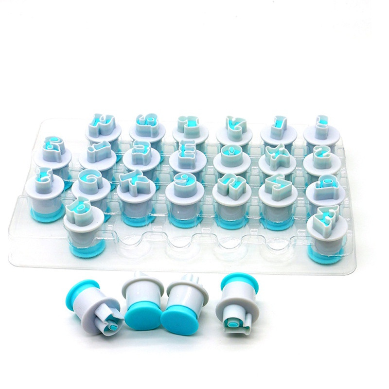 10/26db Sütőtészta Forma levél fondant Süteményvágó kis- és nagybetűs ábécé és szám torta díszítő eszközök