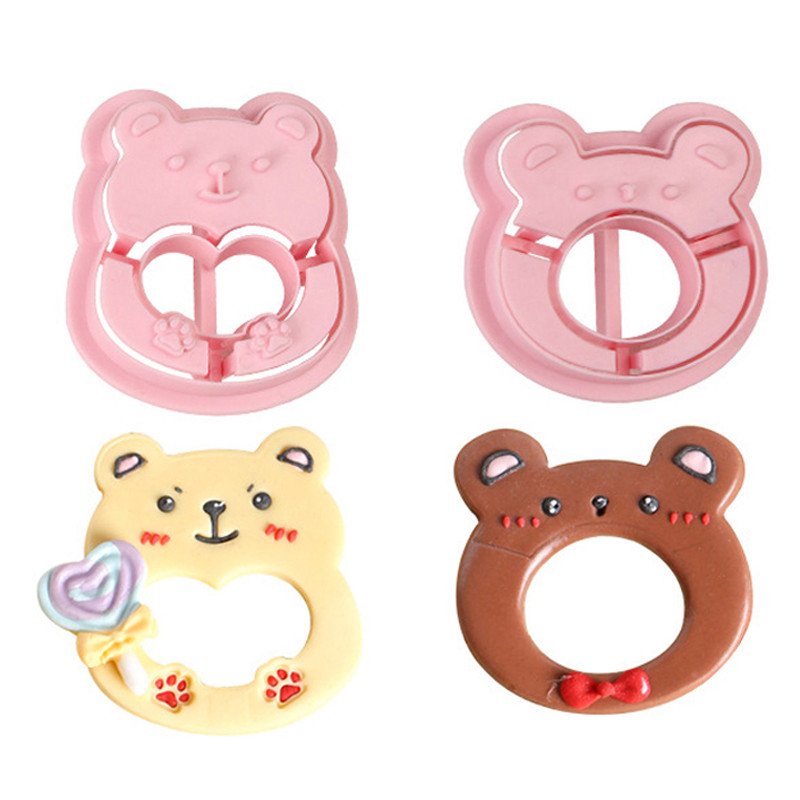 Cute Bear Mold Cookie Bear Stamp Cookie Cutters Σετ Φοντάν Φόρμα μπισκότων DIY Εργαλείο ζαχαροπλαστικής Φόρμες σέικερ για μπισκότα