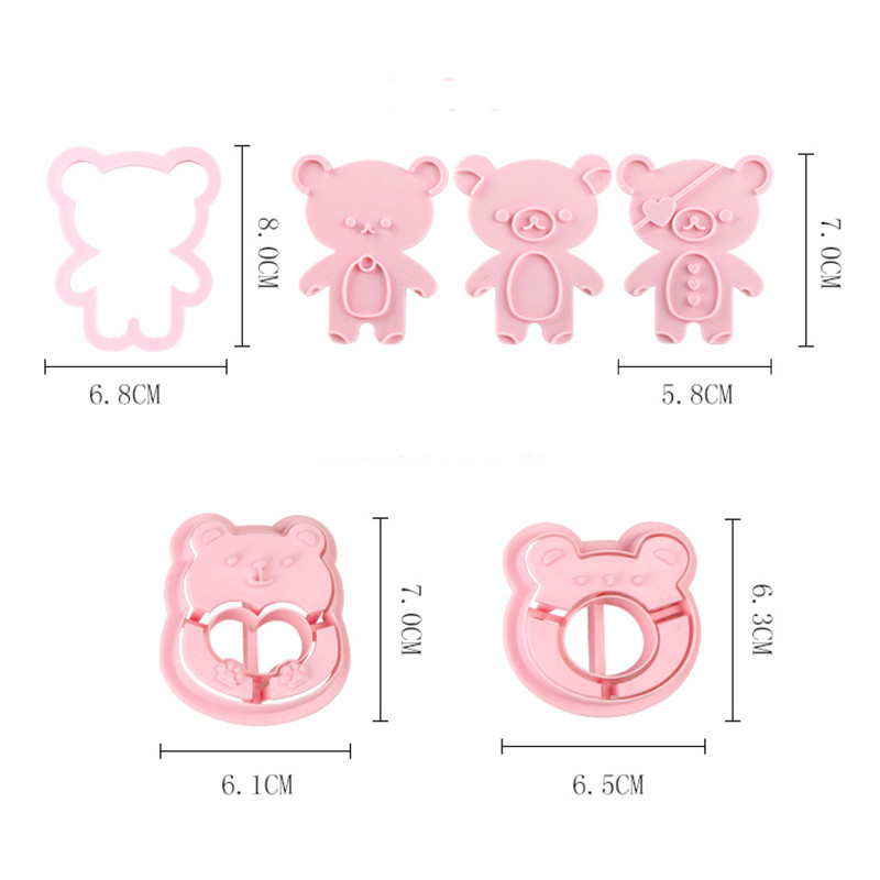 Cute Bear Mold Cookie Bear Stamp Cookie Cutters Σετ Φοντάν Φόρμα μπισκότων DIY Εργαλείο ζαχαροπλαστικής Φόρμες σέικερ για μπισκότα