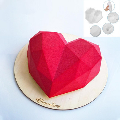 3D Diamond Love Heart silikonski kalup u obliku Food Grade s kalupom za ukrašavanje kolača za deserte za rođendanski fondant za pečenje čokolade